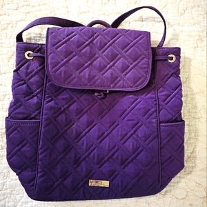 Rare Vera Bradley Drawstring Backpack Tote in Deep Purple - EXCELLENT Condition!